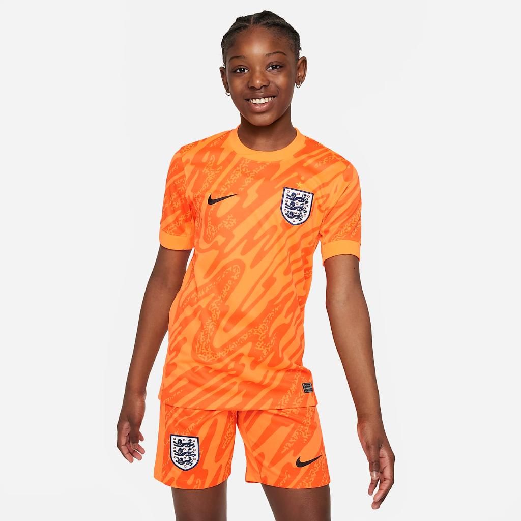 England (Men&#039;s Team) 2024/25 Stadium Goalkeeper Big Kids&#039; Nike Dri-FIT Soccer Replica Short-Sleeve Jersey FJ4411-803